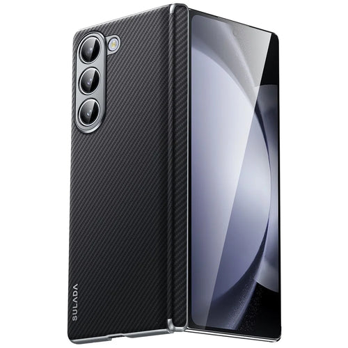 SULADA For Samsung Galaxy Z Fold5 5G Magnetic Case Leather+PC Phone Cover Automatic Rebound Hinge - Black - 1