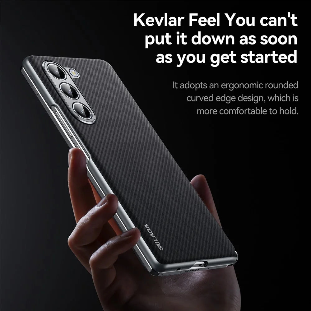 SULADA For Samsung Galaxy Z Fold5 5G Magnetic Case Leather+PC Phone Cover Automatic Rebound Hinge - Black - 6