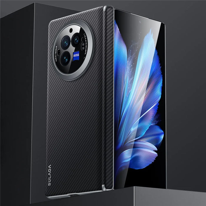 SULADA For vivo X Fold3 Magnetic Case Leather+PC Drop-Proof Shell Supports Wireless Charging - Black - 1
