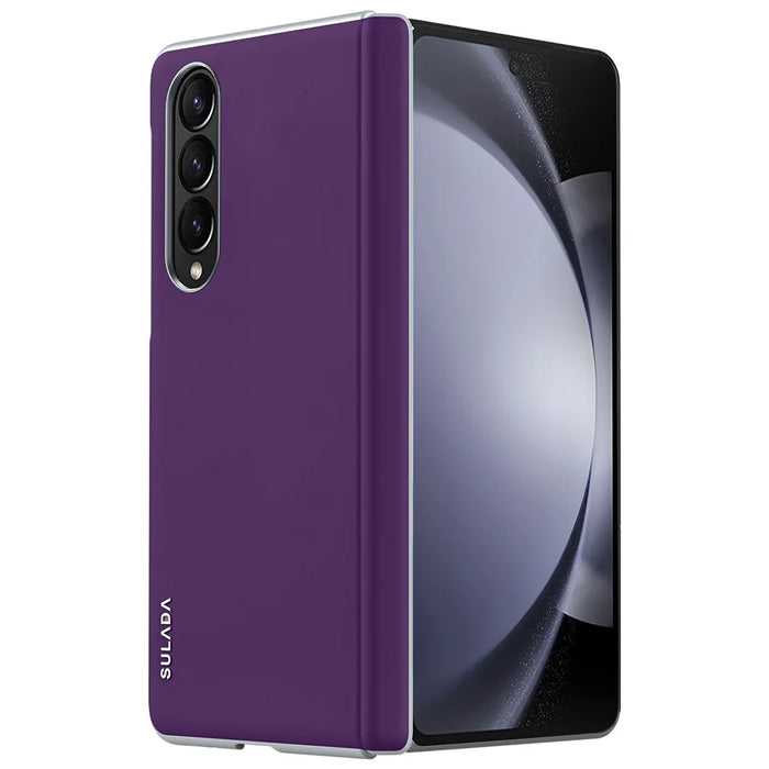 SULADA For Samsung Galaxy Z Fold4 5G Magnetic Phone Case Spring Hinge Leather+PC Hard Phone Cover - Purple - 1
