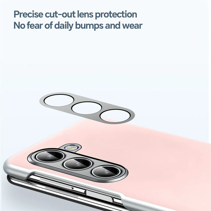 SULADA For Samsung Galaxy Z Fold5 5G Magnetic Case Hinge Protection Leather+PC Phone Cover - Pink - 5