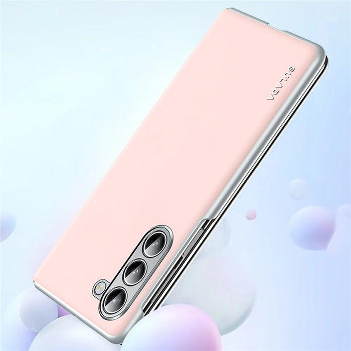 SULADA For Samsung Galaxy Z Fold5 5G Magnetic Case Hinge Protection Leather+PC Phone Cover - Pink - 6
