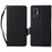 For HTC U24 Pro 5G Case with Wrist Strap Litchi Texture PU Leather Wallet Phone Cover - Black - 1
