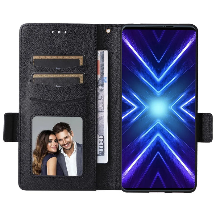 For HTC U24 Pro 5G Case with Wrist Strap Litchi Texture PU Leather Wallet Phone Cover - Black - 2