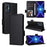 For HTC U24 Pro 5G Case with Wrist Strap Litchi Texture PU Leather Wallet Phone Cover - Black - 7