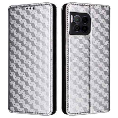 For T-Mobile REVVL 7 Pro / T Phone 2 Pro 5G Case 3D Rhombus PU Leather Phone Cover - Silver - 1