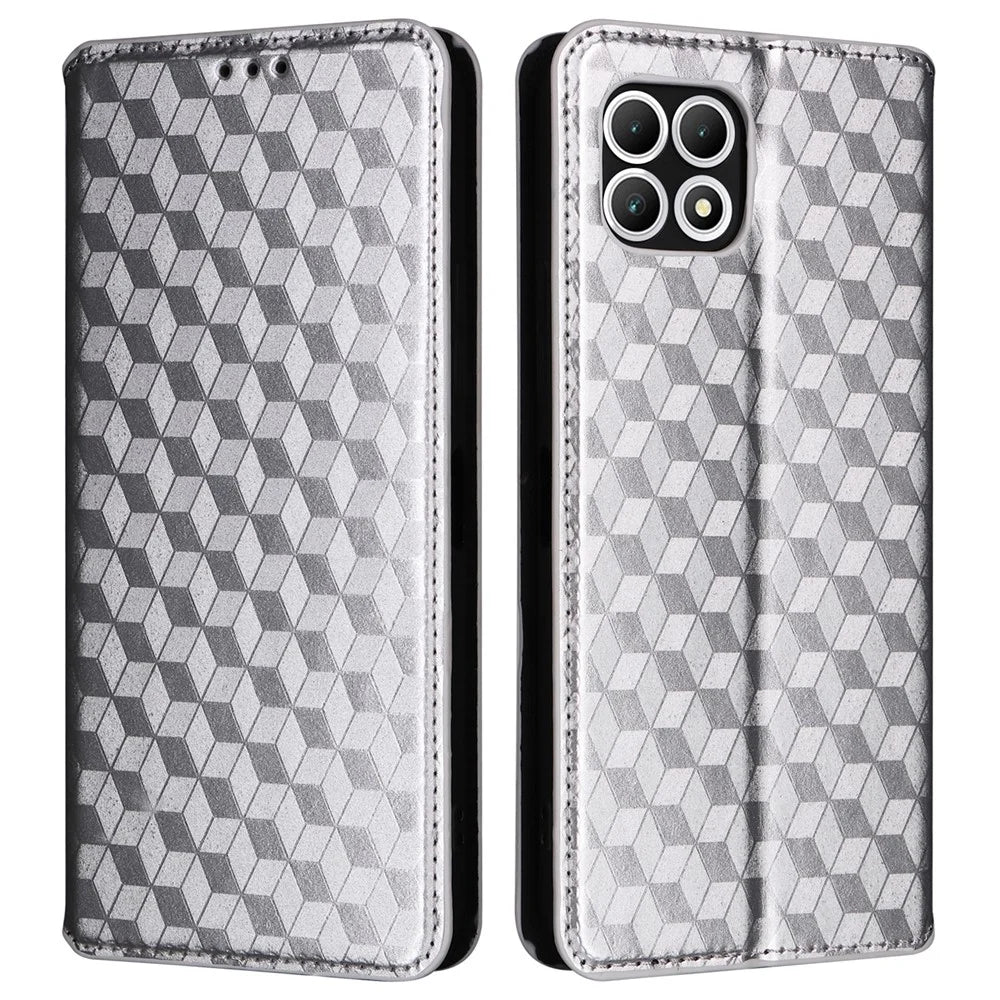 For T-Mobile REVVL 7 / T Phone 2 5G Case Leather Wallet Phone Cover Magnetic Closing - Silver - 1