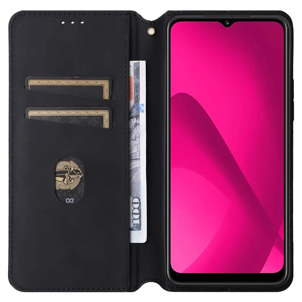 For T-Mobile REVVL 7 / T Phone 2 5G Case Leather Wallet Phone Cover Magnetic Closing - Silver - 2