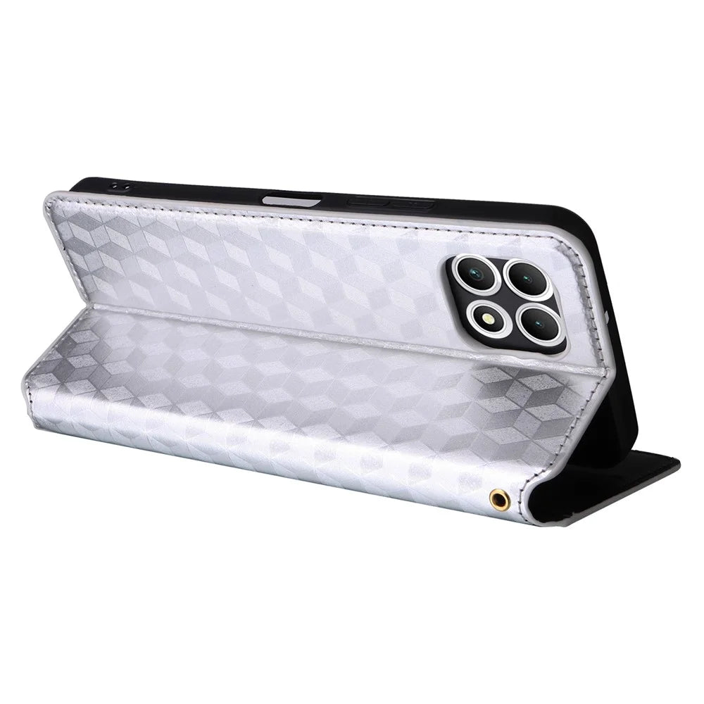 For T-Mobile REVVL 7 / T Phone 2 5G Case Leather Wallet Phone Cover Magnetic Closing - Silver - 4