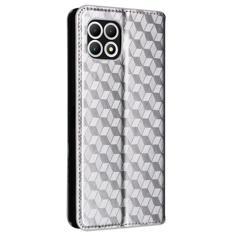 For T-Mobile REVVL 7 / T Phone 2 5G Case Leather Wallet Phone Cover Magnetic Closing - Silver - 6