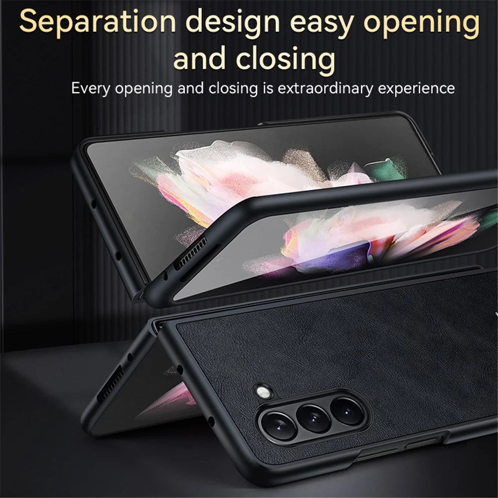 SULADA For Samsung Galaxy Z Fold6 5G Case PU Leather Coated TPU+PC Folding Phone Cover - Black - 3