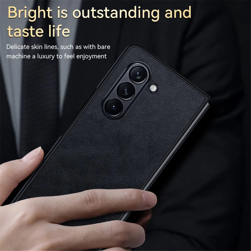 SULADA For Samsung Galaxy Z Fold6 5G Case PU Leather Coated TPU+PC Folding Phone Cover - Black - 4