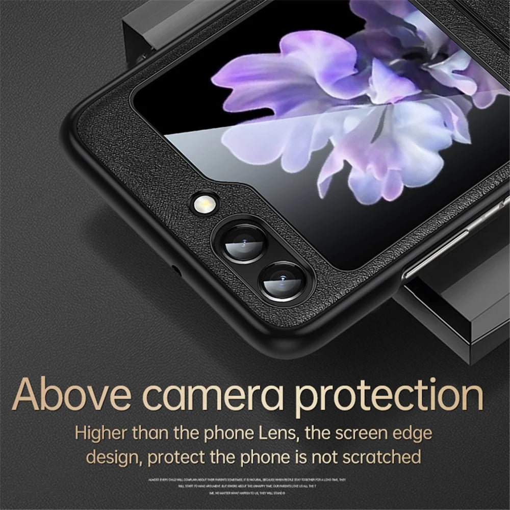 SULADA For Samsung Galaxy Z Flip7 FE 5G / Z Flip6 5G Case PU Leather+TPU+PC Back Phone Cover - Orange - 7