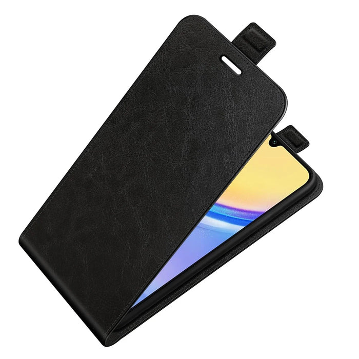 For Samsung Galaxy M15 5G Case Vertical Flip Card Slots Leather Phone Cover - Black - 3