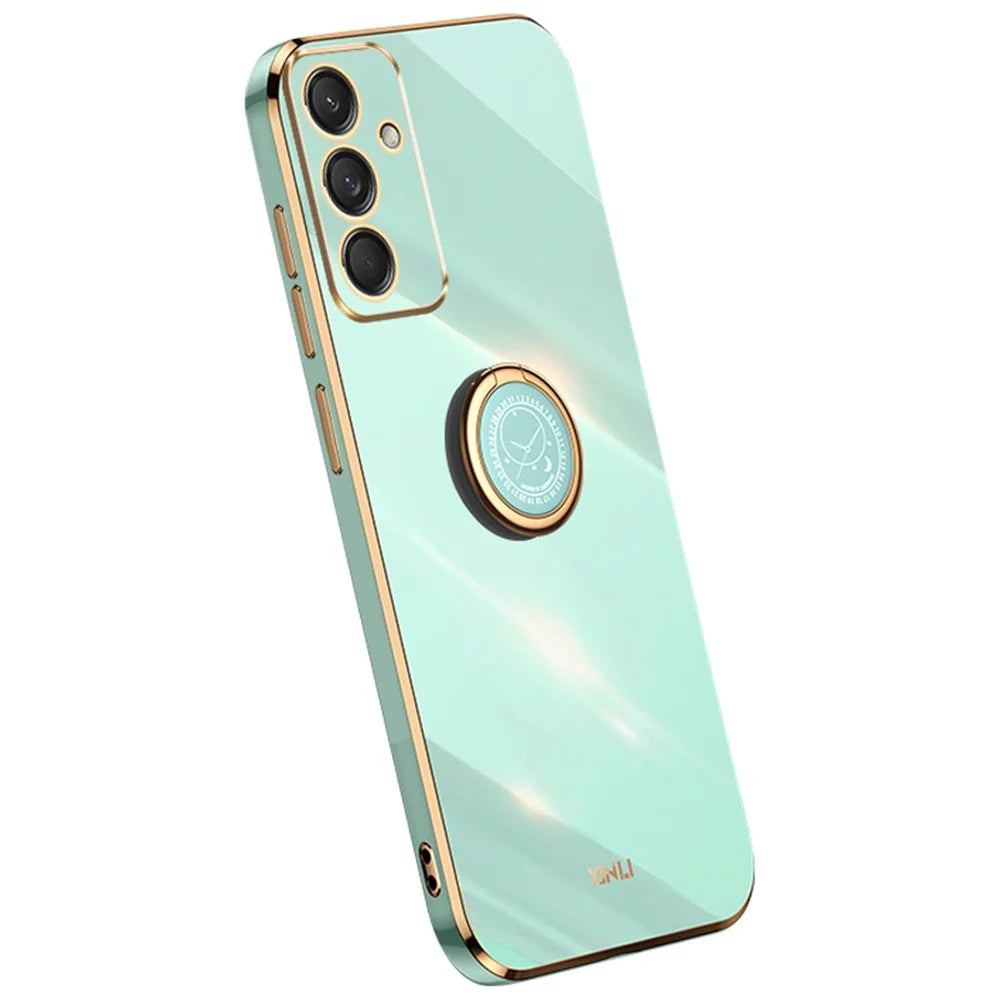 XINLI For Samsung Galaxy M55 5G / C55 5G / F55 5G Case Ring Kickstand TPU Phone Cover - Cyan - 1