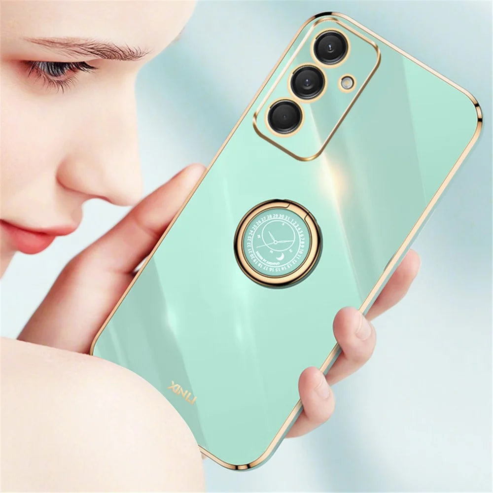 XINLI For Samsung Galaxy M55 5G / C55 5G / F55 5G Case Ring Kickstand TPU Phone Cover - Cyan - 3