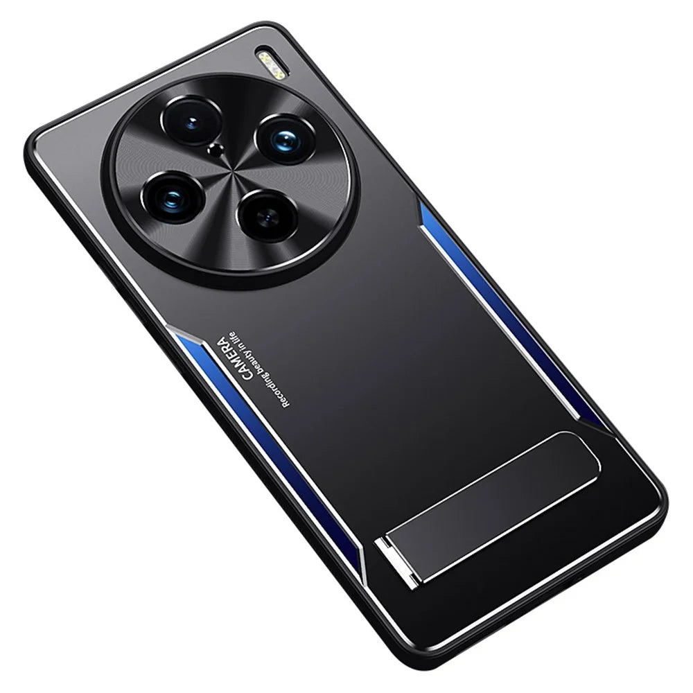 For vivo X100s Pro 5G / X100 Pro 5G Case Aluminum Alloy + TPU Anti-Shock Phone Cover with Kickstand - Blue - 1