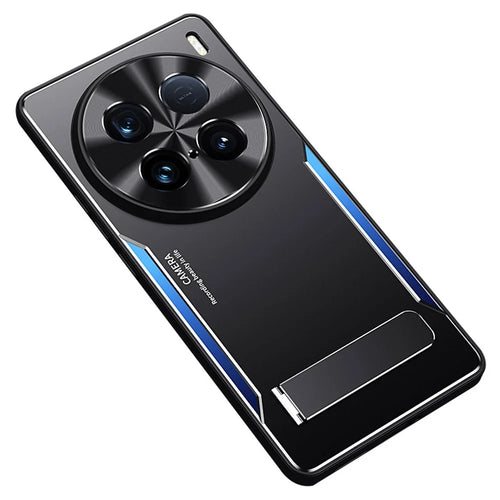 For vivo X100 Ultra 5G Kickstand Phone Case Aluminum Alloy + TPU Shockproof Phone Cover - Blue - 1