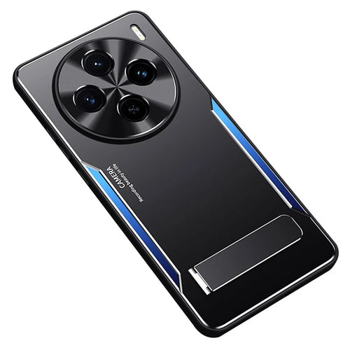For vivo X100s 5G Kickstand Phone Case Aluminum Alloy + TPU Shockproof Phone Cover - Blue - 1