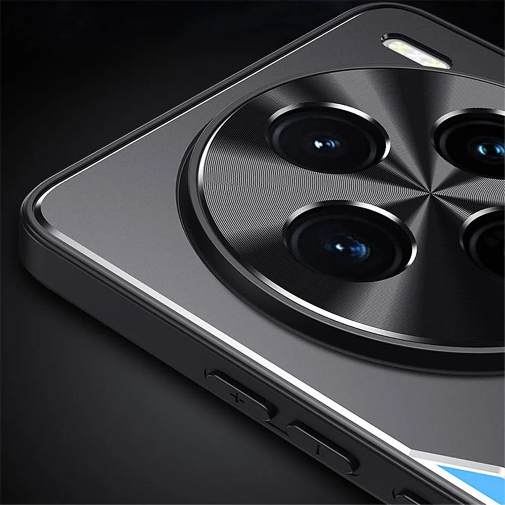 For vivo X100s 5G Kickstand Phone Case Aluminum Alloy + TPU Shockproof Phone Cover - Blue - 3