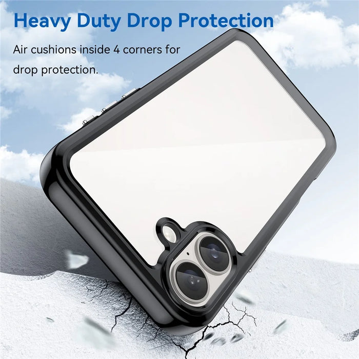 For iPhone 16 Plus Case TPU Frame Clear Acrylic Back Phone Cover - Black - 2