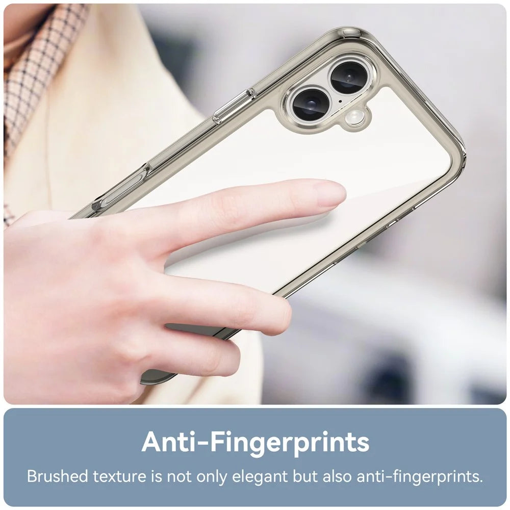 For iPhone 16 Case TPU+Acrylic Phone Cover Anti-Scratch Protective - Transparent Grey - 4