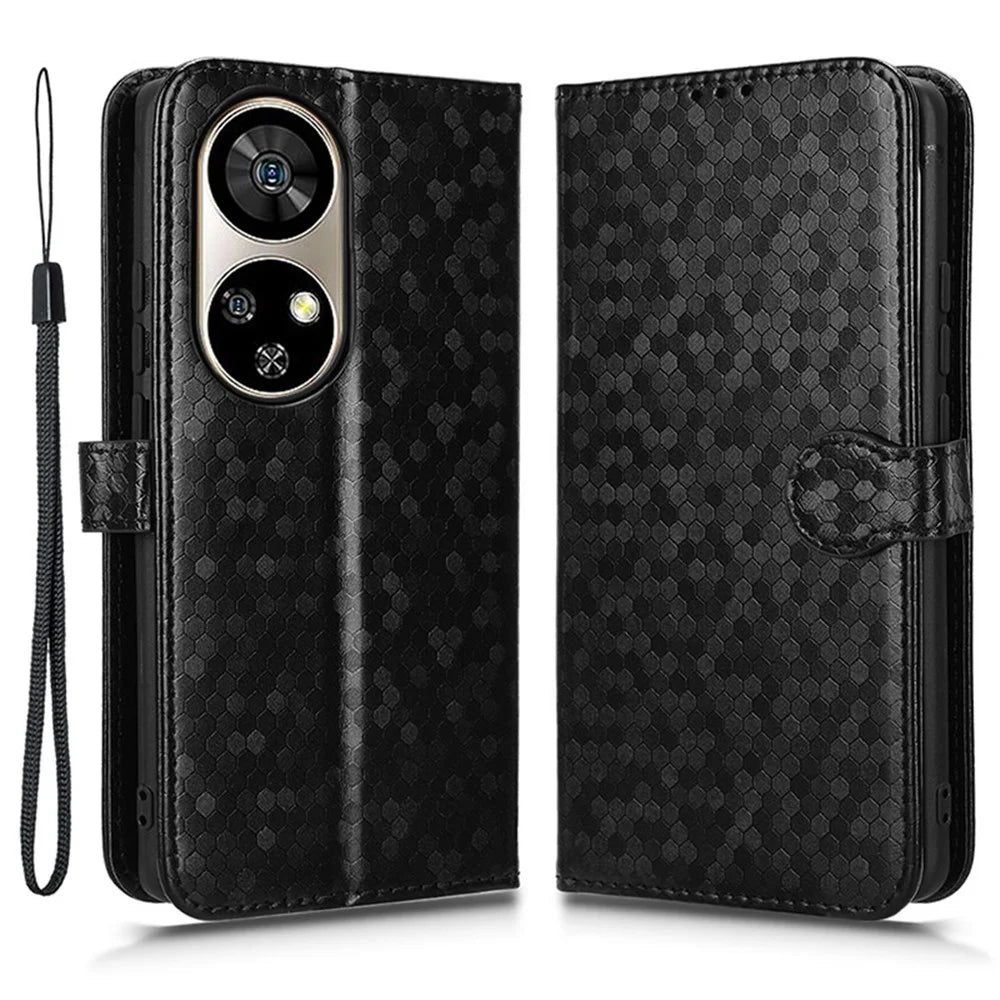 For Ulefone Note 17 Pro Case PU Leather Phone Cover Dot Pattern Flip Wallet - Black - 1