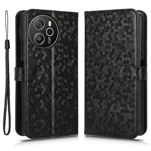 For Blackview Shark 8 / Oscal Tiger 12 Case Dot Pattern PU Leather Phone Cover Magnetic Clasp Stand - Black - 1