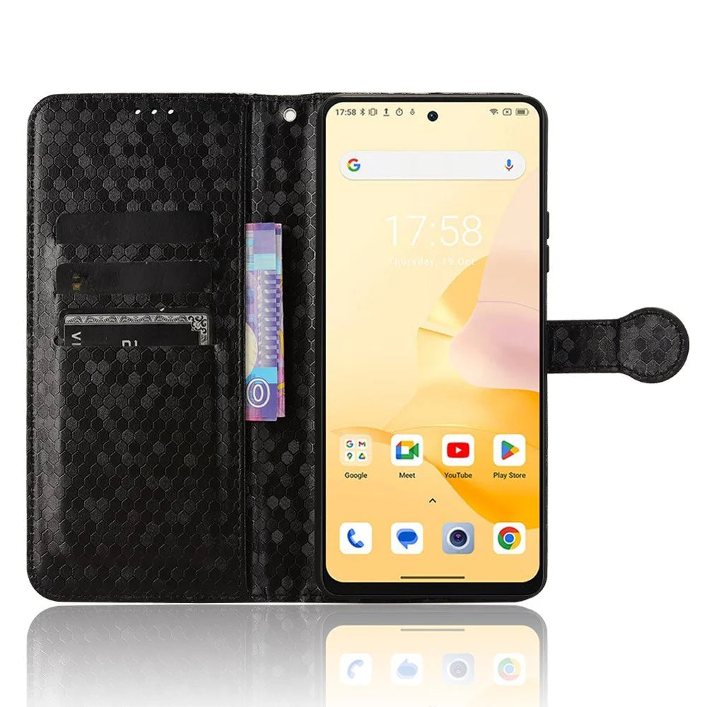 For Blackview Shark 8 / Oscal Tiger 12 Case Dot Pattern PU Leather Phone Cover Magnetic Clasp Stand - Black - 2