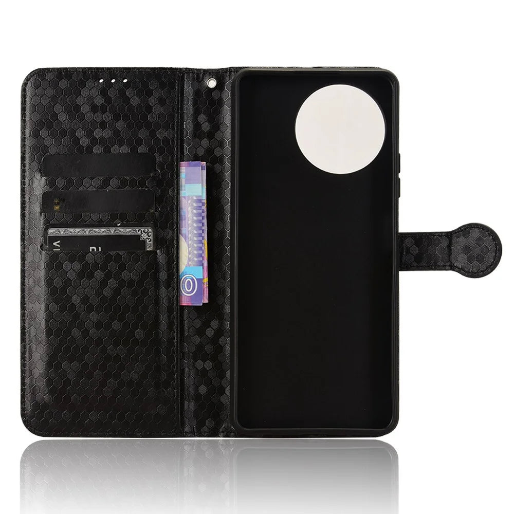 For Blackview Shark 8 / Oscal Tiger 12 Case Dot Pattern PU Leather Phone Cover Magnetic Clasp Stand - Black - 4