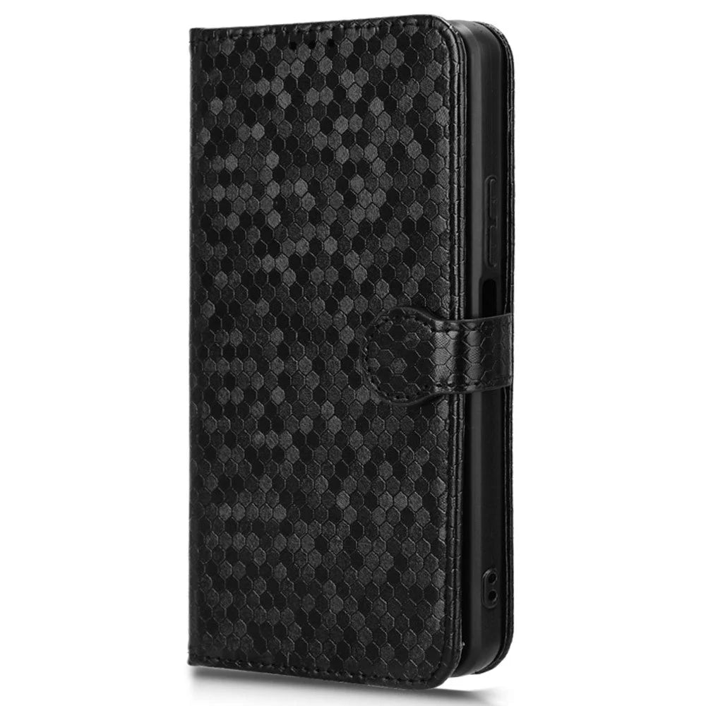 For Blackview Shark 8 / Oscal Tiger 12 Case Dot Pattern PU Leather Phone Cover Magnetic Clasp Stand - Black - 6