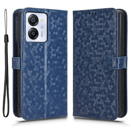 For Blackview Color 8 / Oscal Modern 8 Stand Case Dot Pattern Magnetic Clasp PU Leather Phone Cover - Dark Blue - 1