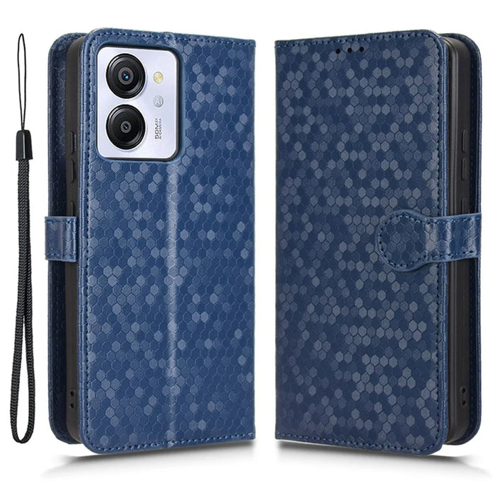 For Blackview Color 8 / Oscal Modern 8 Stand Case Dot Pattern Magnetic Clasp PU Leather Phone Cover - Dark Blue - 1