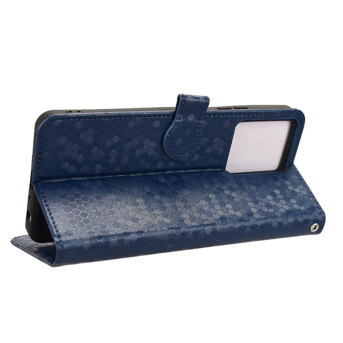 For Blackview Color 8 / Oscal Modern 8 Stand Case Dot Pattern Magnetic Clasp PU Leather Phone Cover - Dark Blue - 3