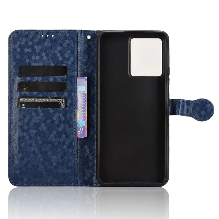For Blackview Color 8 / Oscal Modern 8 Stand Case Dot Pattern Magnetic Clasp PU Leather Phone Cover - Dark Blue - 4