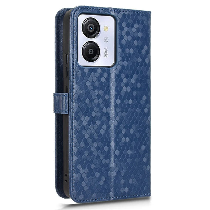 For Blackview Color 8 / Oscal Modern 8 Stand Case Dot Pattern Magnetic Clasp PU Leather Phone Cover - Dark Blue - 7