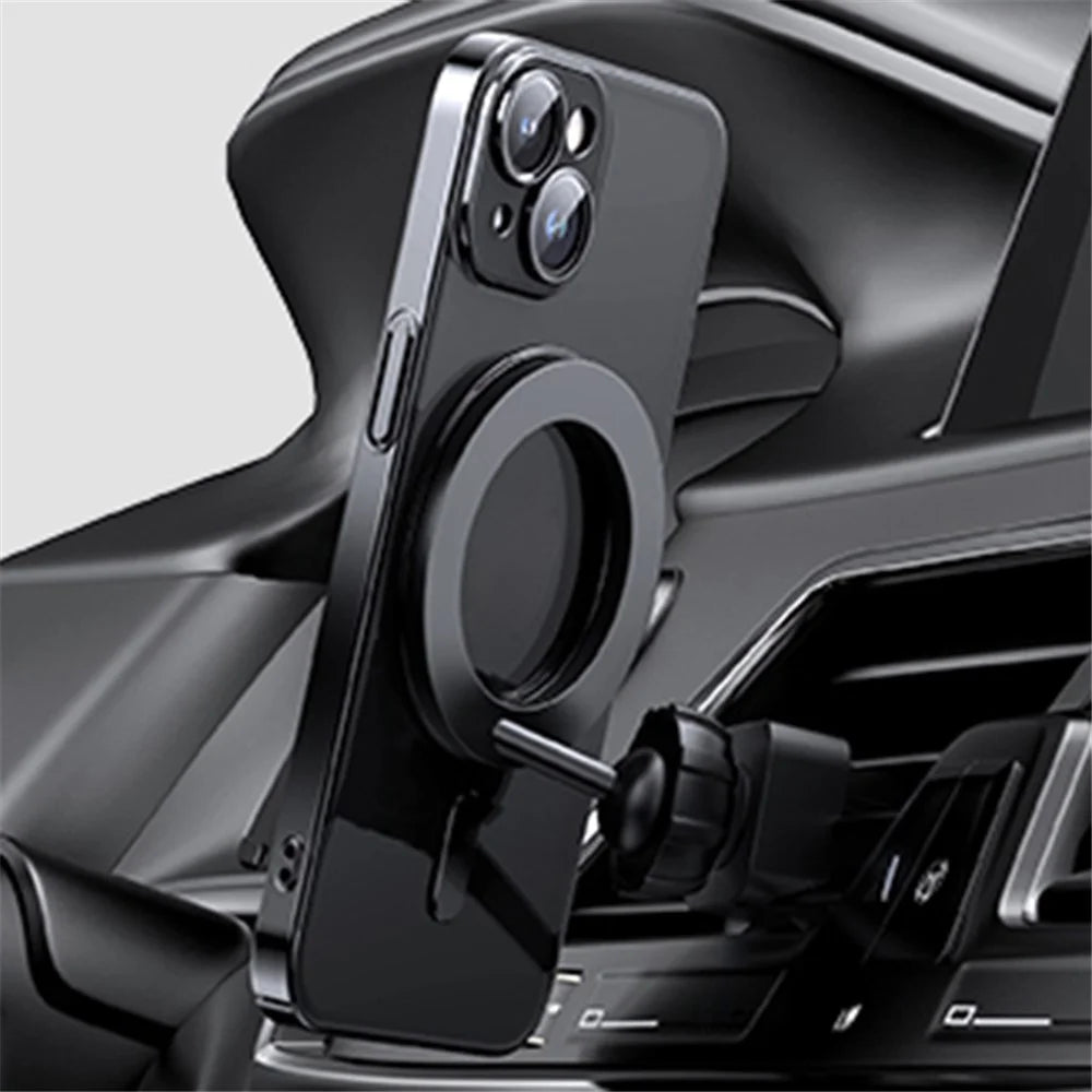 For iPhone 14 Plus Magnetic Case Rotatable Kickstand PC+TPU Phone Cover Built-In Lens Film - Purple - 6