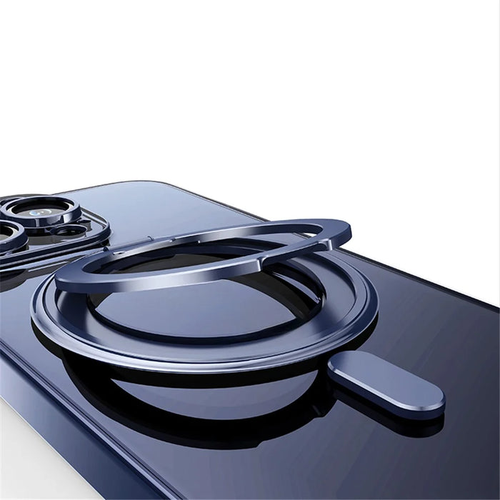 For iPhone 13 Pro Max Magnetic Case Ring Kickstand Lens Film PC+TPU Phone Cover - Black - 5