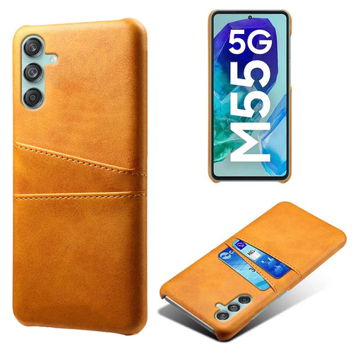 For Samsung Galaxy M55 5G / C55 5G / F55 5G Case Card Holder Leather+PC Phone Cover - Orange - 1