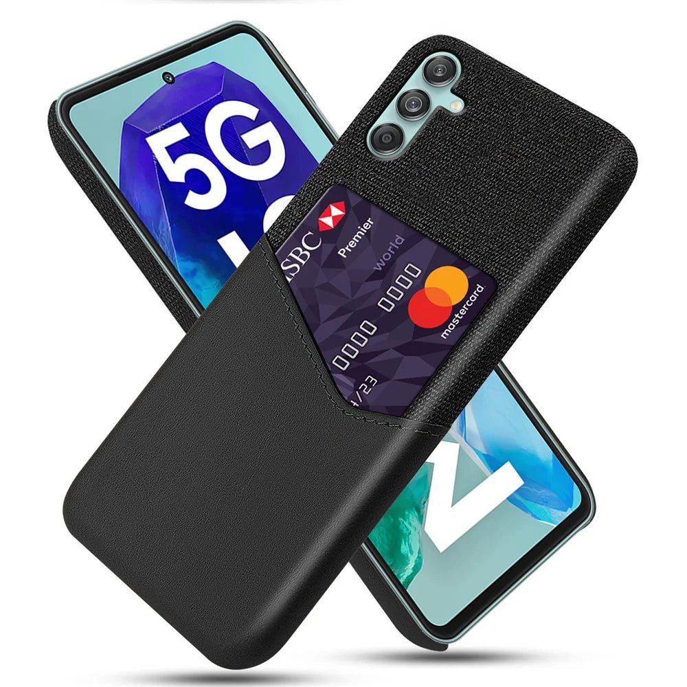 For Samsung Galaxy M55 5G / C55 5G / F55 5G Case Hard PC Phone Cover with Card Slot - Black - 1