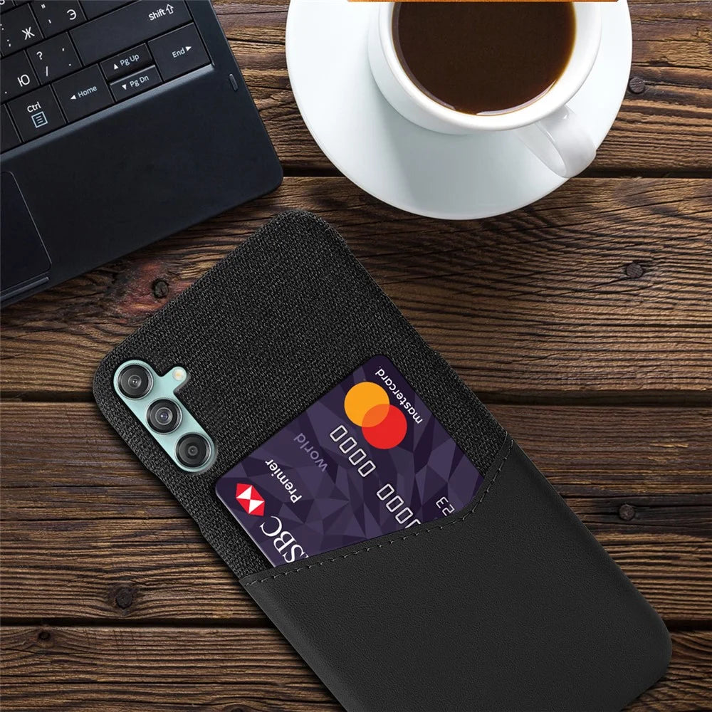 For Samsung Galaxy M55 5G / C55 5G / F55 5G Case Hard PC Phone Cover with Card Slot - Black - 4