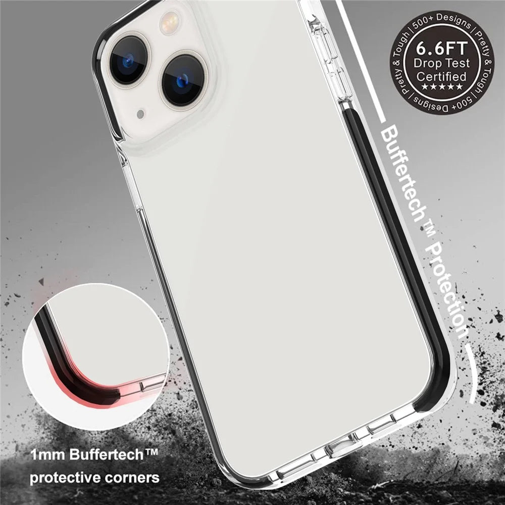 For iPhone 13 mini 5.4 inch Slim Fit Shock Absorption Phone Shell Black Frame Frop Protection Clear TPU Panel Phone Case - 3