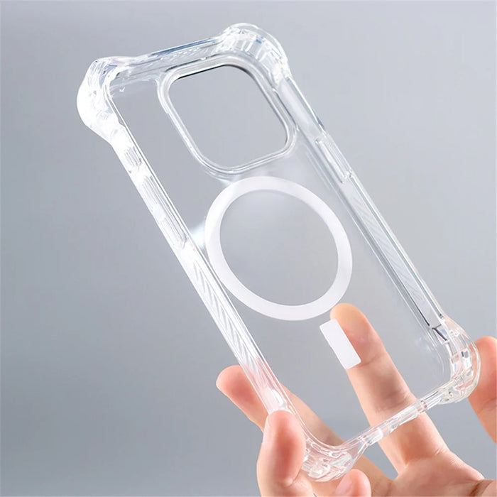 JAUCASE For iPhone 15 Pro Case Drop-Proof Clear PC+TPU Cover Compatible with MagSafe - Gold - 4