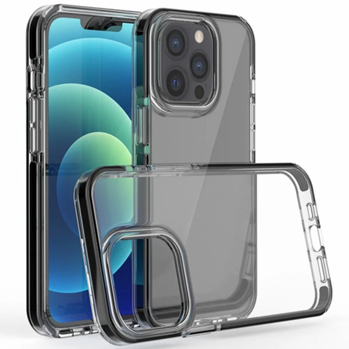 TPU Mobile Phone Case for iPhone 14 Pro Max, Clear Soft Cell Phone Cover Black Color Frame Anti-scratch Shell - 1