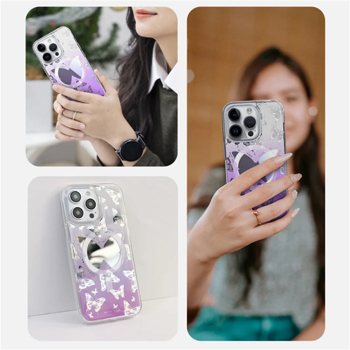 JAUCASE For iPhone 14 Pro Case Mirror Surface PC+TPU Phone Cover Compatible with MagSafe - 7