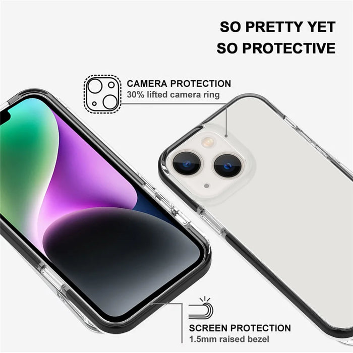 Mobile Phone Cover for iPhone 14 Plus, Black Frame Frop Protection Clear Soft TPU Panel Phone Case - 4