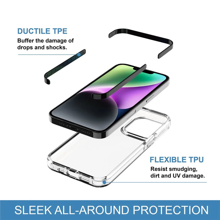 Mobile Phone Cover for iPhone 14 Plus, Black Frame Frop Protection Clear Soft TPU Panel Phone Case - 6
