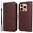 For iPhone 16 Pro Case Card Holder Leather Stand Wallet Phone Cover - Brown - 1