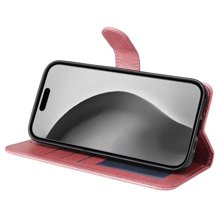 For iPhone 16 Pro Max Stand Case Card Slot Leather Wallet Phone Cover - Pink - 3