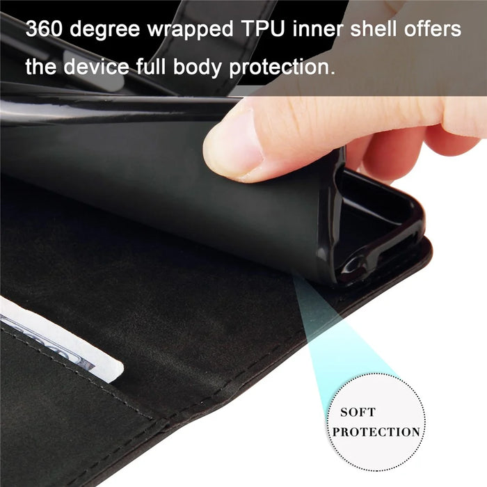 For iPhone 16 Case Zipper Pocket Wallet Shockproof PU Leather Phone Cover - Black - 7